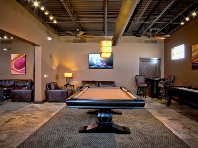 Pool Table with Lighting and TV