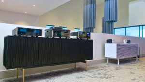 BDI Cabinets on display at the Millennium Sounds Westfield Showroom