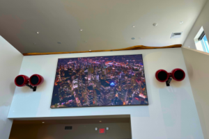Millennium Sounds Westfield Showroom Video Wall with Void Speakers