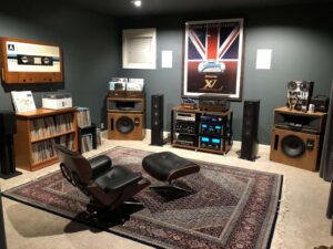 Residential home with high end audio visual speakers