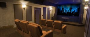 Luxury smart Home theater with high end audio and visual with a big screen